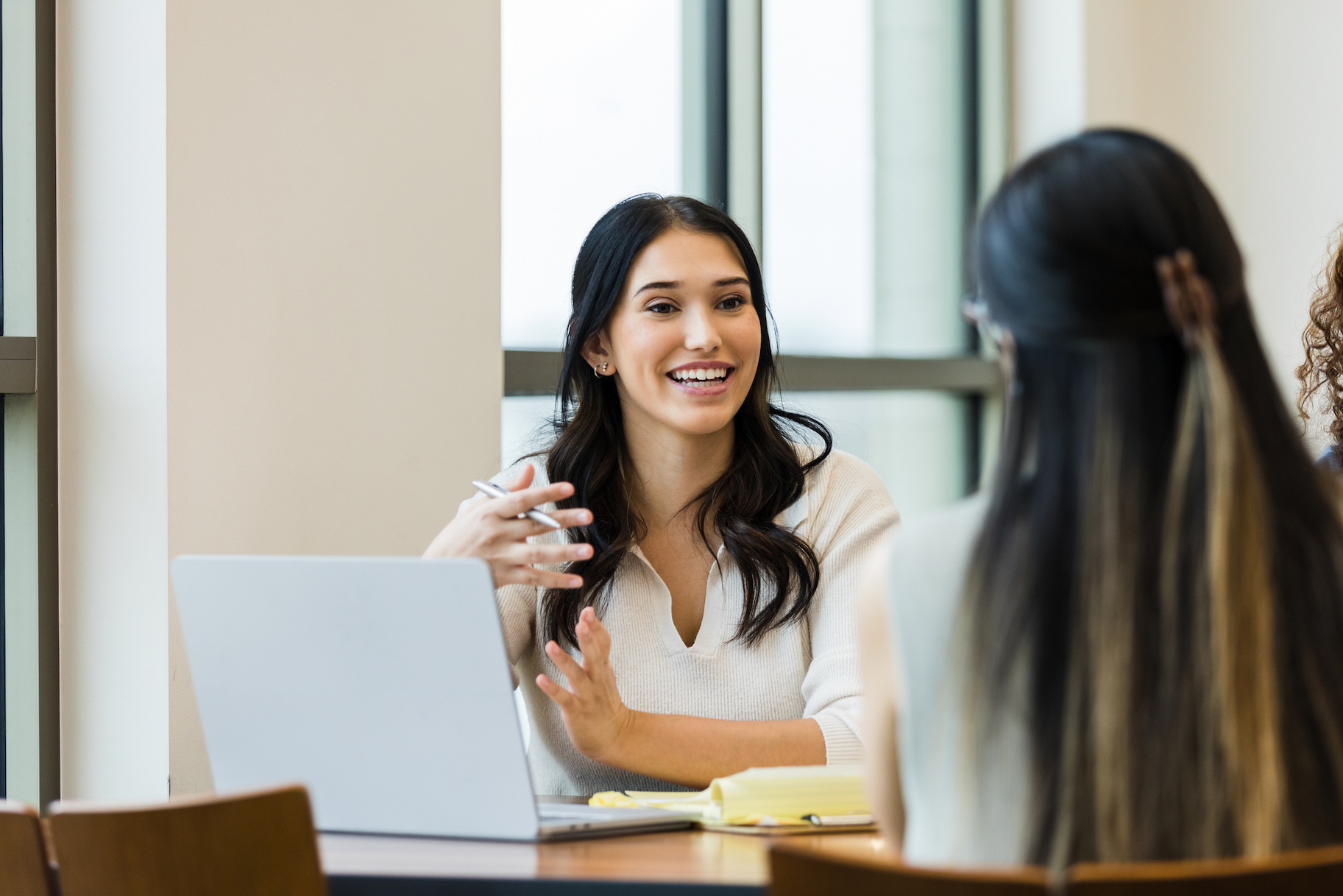 Read about: Cheerful, Smiling Young Adult Woman Interviews Unrecognizable Female Applicant